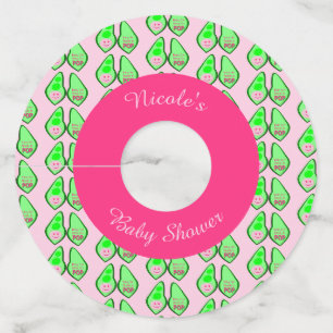 Ready to Pop Baby Girl Pink Pea Baby Shower Custom Wine Glass Tag
