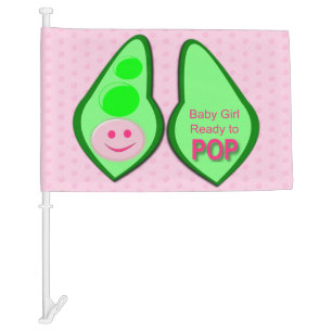 Ready to Pop Baby Girl Pink Pea Custom Car Flag