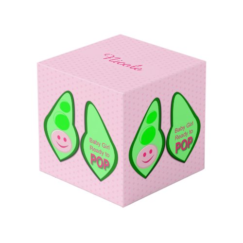 Ready to Pop Baby Girl Pink Pea Custom Cube