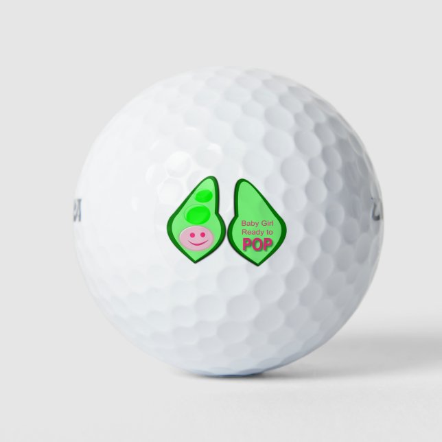 Ready to Pop Baby Girl Pink Pea Golf Balls (Front)