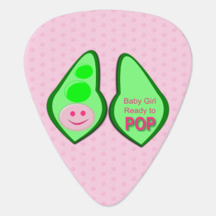 Ready to Pop Baby Girl Pink Pea Guitar Pick