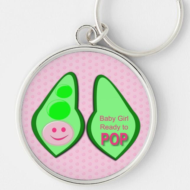 Ready to Pop Baby Girl Pink Pea Keychain (Front)