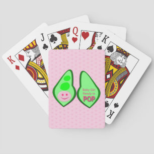 Ready to Pop Baby Girl Pink Pea Poker Cards