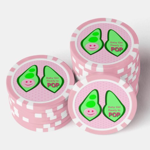 Ready to Pop Baby Girl Pink Pea Poker Chips