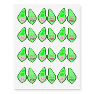 Ready to Pop Baby Girl Pink Pea Temporary Tattoos