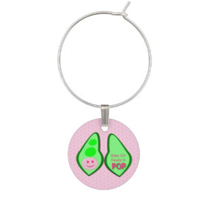 Ready to Pop Baby Girl Pink Pea Wine Charm