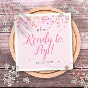 Ready to Pop Baby Girl Shower Pink Blossom Napkins