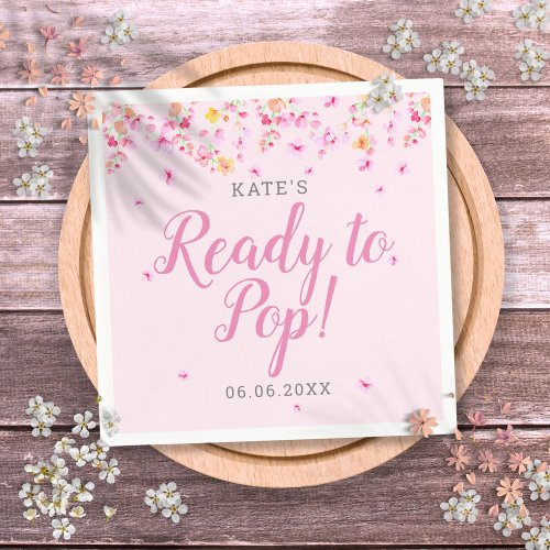 Ready to Pop Baby Girl Shower Pink Blossom Napkins