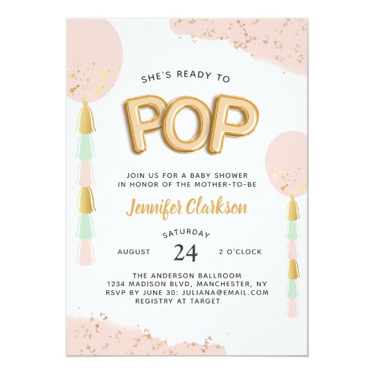 Ready To Pop Baby Shower Balloons Invitation