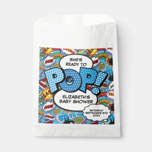Ready to Pop Baby Shower Blue Comic Book Favor Bag
