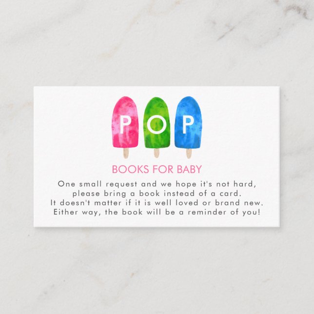 Ready to Pop  Baby Shower Book Request Enclosure Card (Front)