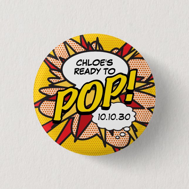 Ready to POP Baby Shower Button (Front)