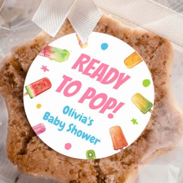 Ready to Pop Baby Shower  Classic Round Sticker (Creator Uploaded)