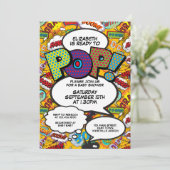 Ready to Pop Baby Shower Comic Book Modern Invitation (Standing Front)