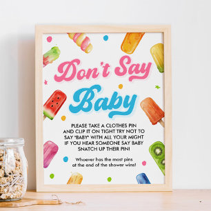 Ready to Pop Baby Shower Don't Say Baby Game Poster