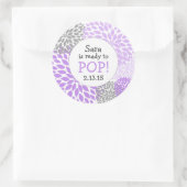 Ready to Pop Baby Shower Favor / purple dahlia mum Classic Round Sticker (Bag)
