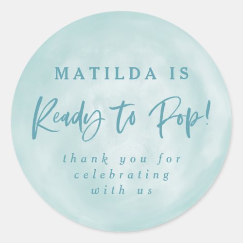 Ready to pop baby shower favor thank you sticker