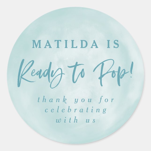Ready to pop! baby shower favor thank you sticker (Front)