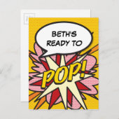 Ready to POP Baby Shower Fun Retro Comic Book Pop Invitation Postcard (Front/Back)