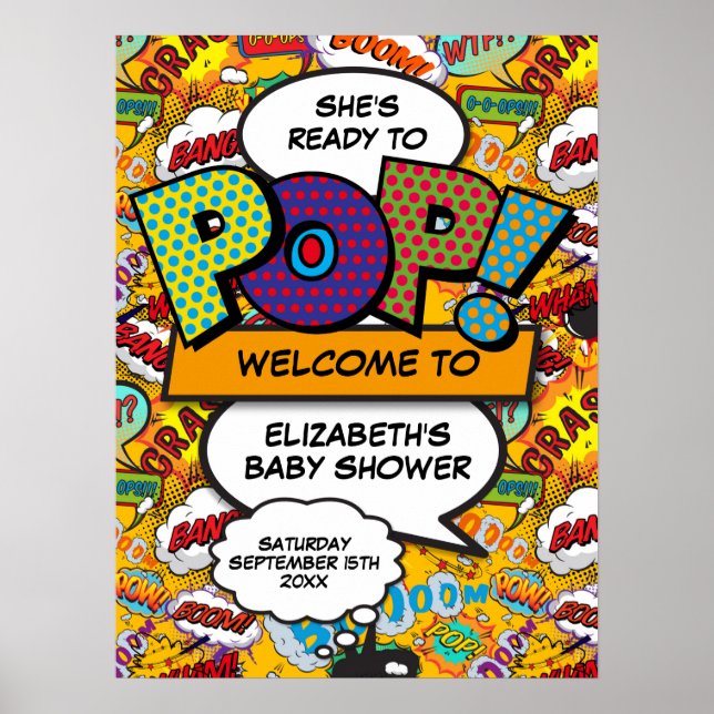 Ready to Pop Baby Shower Fun Welcome Sign (Front)