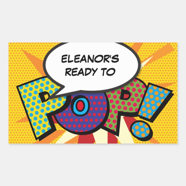 Ready to POP Baby Shower Funny Modern Rectangular Sticker (Front)