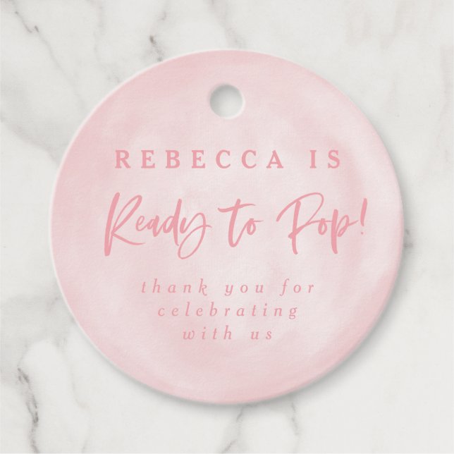 Ready to pop! baby shower invite thank you favor tags (Front)