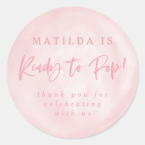 Ready to pop baby shower invite thank you sticker