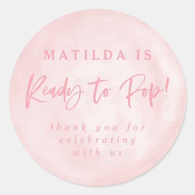 Ready to pop! baby shower invite thank you sticker (Front)