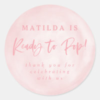 Ready to pop! baby shower invite thank you sticker