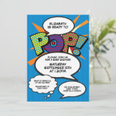 Ready to Pop Baby Shower Modern Boy Blue Invitation (Standing Front)
