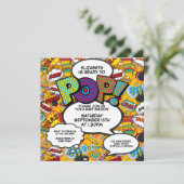 Ready to Pop Baby Shower Modern Comic Book Invitation (Standing Front)