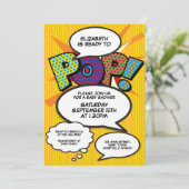 Ready to Pop Baby Shower Modern Comic Fun Invitation (Standing Front)
