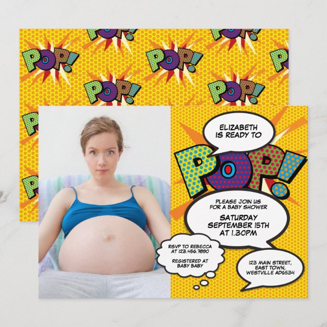 Ready to Pop Baby Shower Modern Fun Photo Invitation (Front/Back)