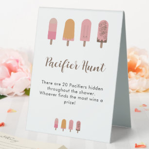 Ready to Pop Baby Shower Pacifier Hunt Game Table Tent