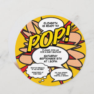 Ready to Pop Baby Shower Photo Fun Retro Comic Invitation