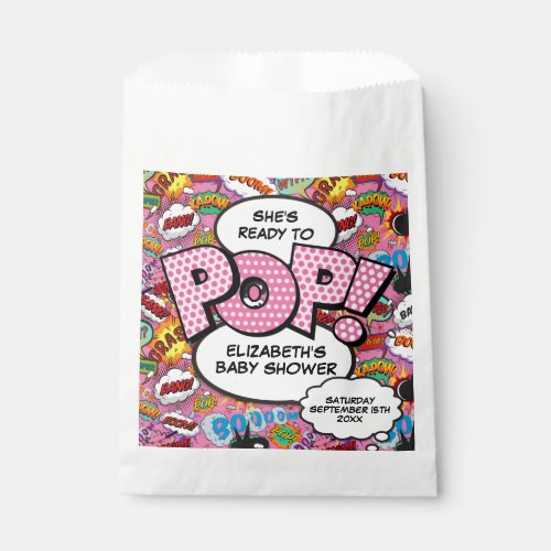Ready to Pop Baby Shower Pink Comic Book Favor Bag