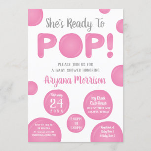 Ready To Pop Baby Shower, Pink Invitation