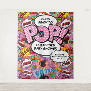 Ready to Pop Baby Shower Pink Photo Backdrop