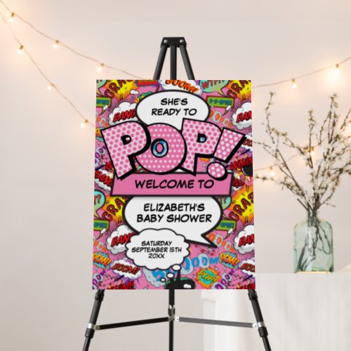 Ready to Pop Baby Shower Pink Welcome Sign