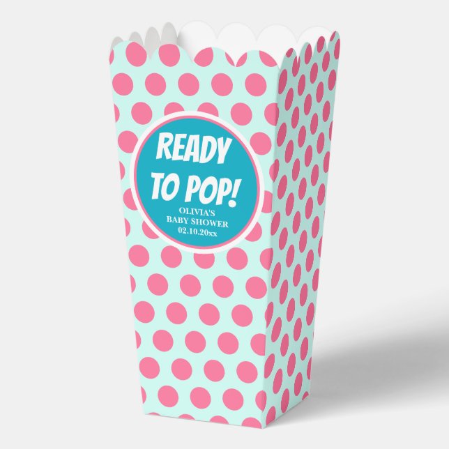 Ready to Pop Baby Shower Popcorn  Favor Boxes (Front)