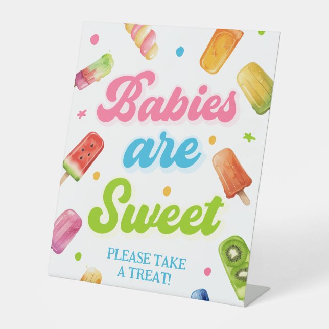 Ready to Pop Baby Shower Popsicle Favor Pedestal Sign (Front)