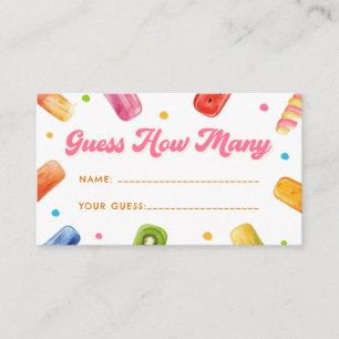 Ready to Pop Baby Shower Popsicle Guess How Many  Enclosure Card