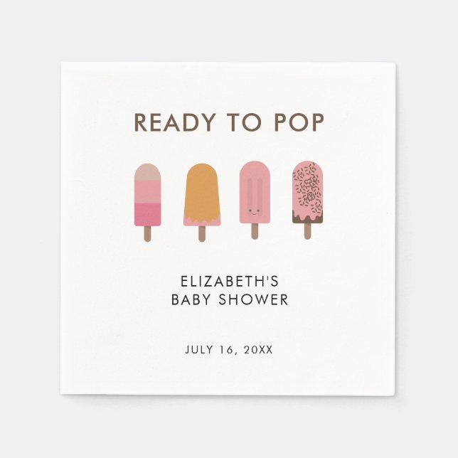 Ready to Pop Baby Shower Popsicles Cute Napkins (Front)
