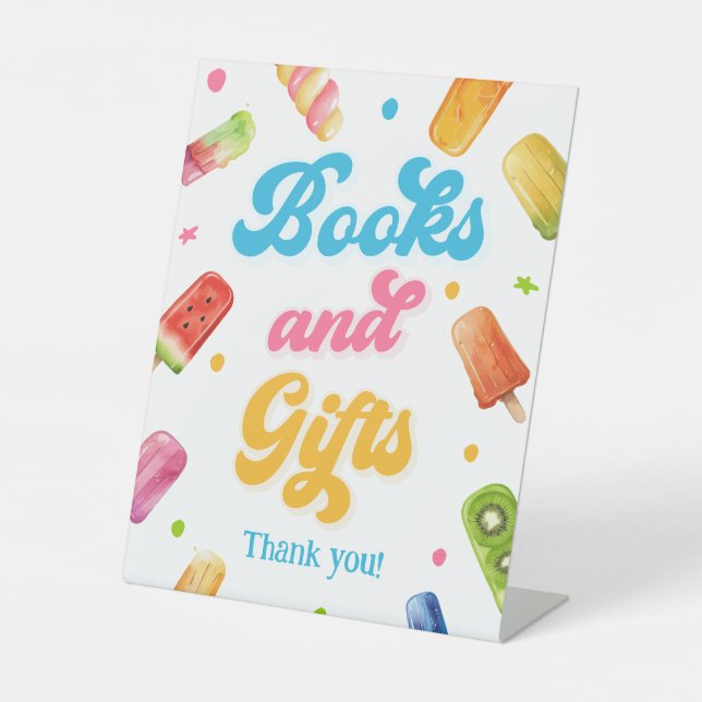Ready to Pop Baby Shower Ppopsicle Books and Gifts Pedestal Sign (Front)