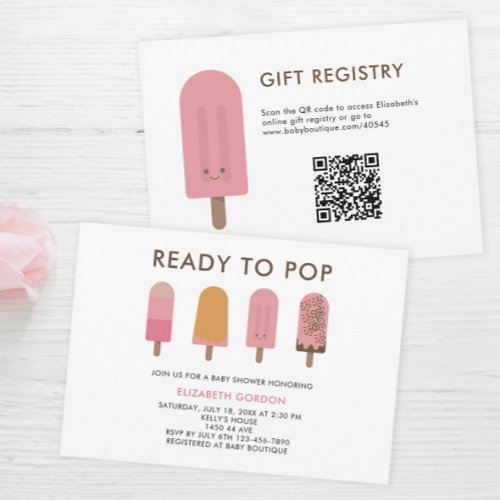 Ready to Pop Baby Shower QR Code Registry Popsicle Invitation