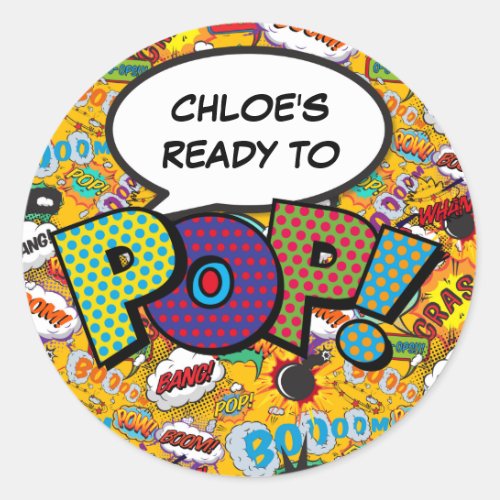 Ready to POP Baby Shower Sprinkle Fun Classic Round Sticker