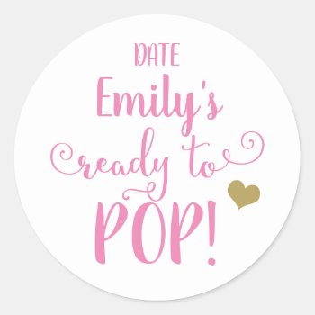 Ready To Pop Baby Shower Sticker by SimplySweetParties at Zazzle