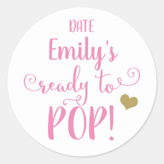 READY TO POP baby shower sticker