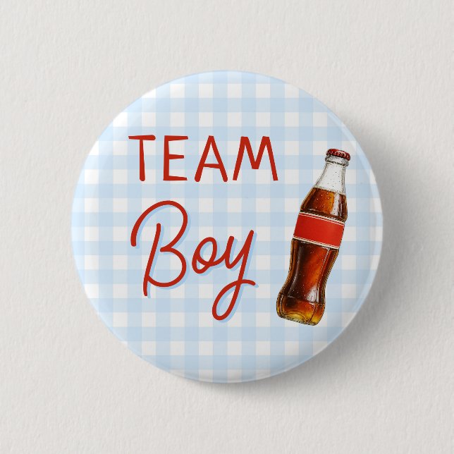 Ready To Pop Baby Shower Team Boy Button (Front)