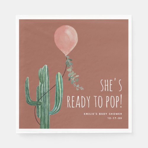 Ready to Pop Balloon Cactus Pink Terracotta Baby Napkins